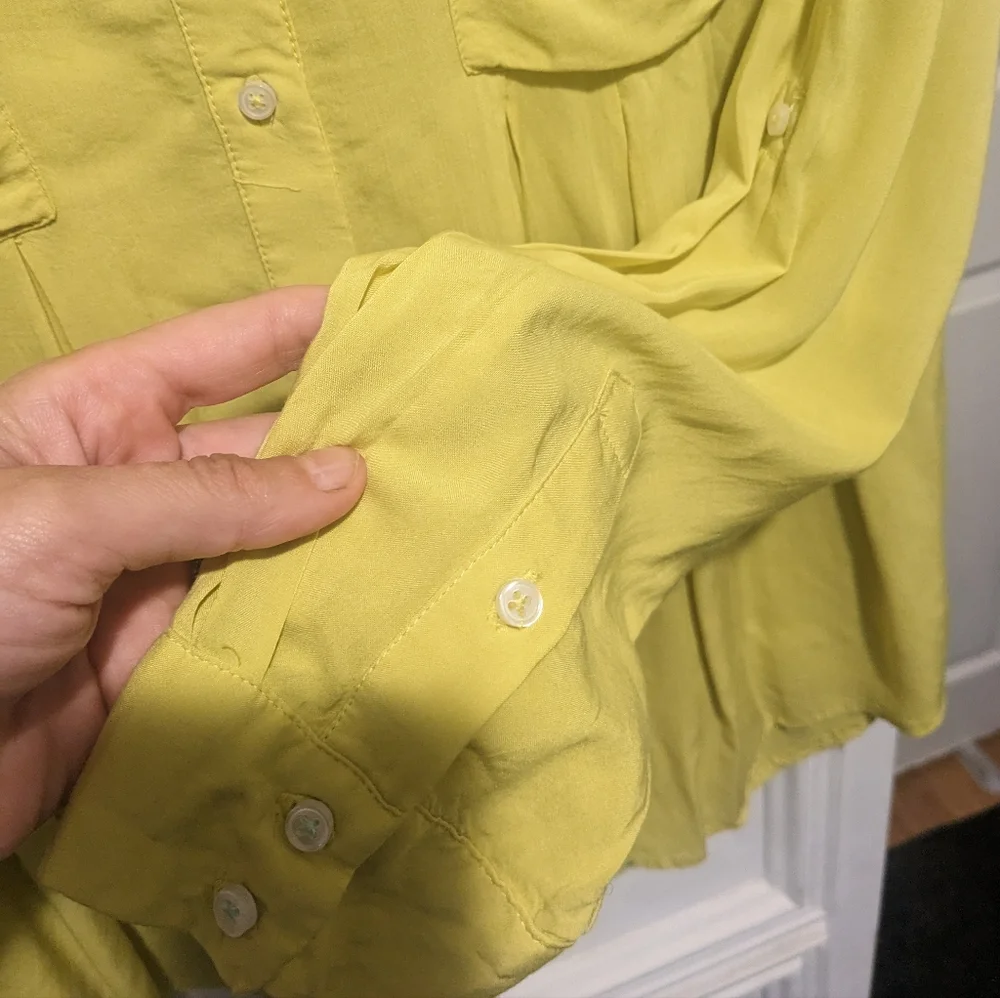 Maeve yellow M long sleeve tunic button up oversized - Picture 7 of 10